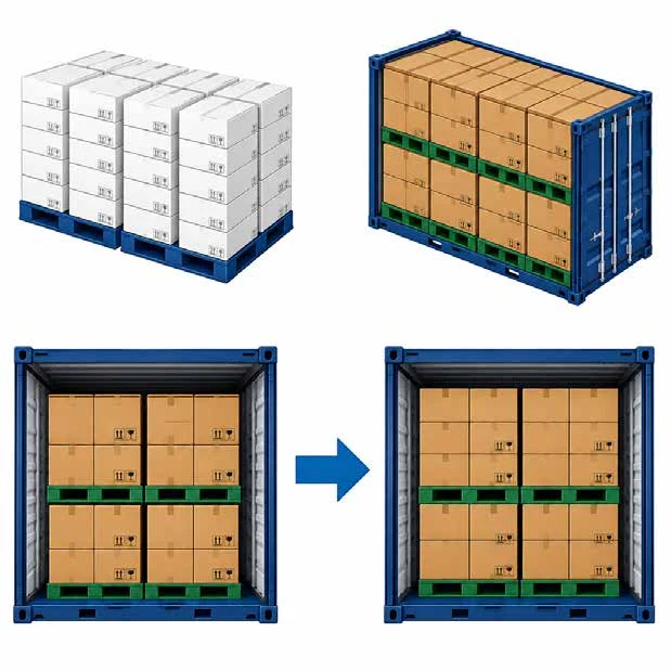 Container loading comparison from 2-tier 320 units to 3-tier 480 units